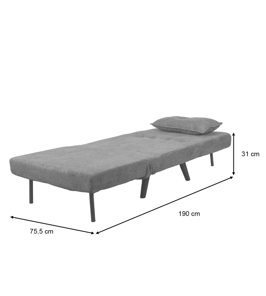 POLTRONA LETTO "QUEEN" IN TESSUTO BIANCO, 77x77X85 CM
